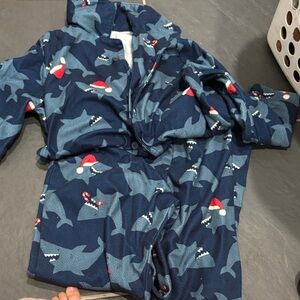 Shark Print Kids Pajamas - Blue